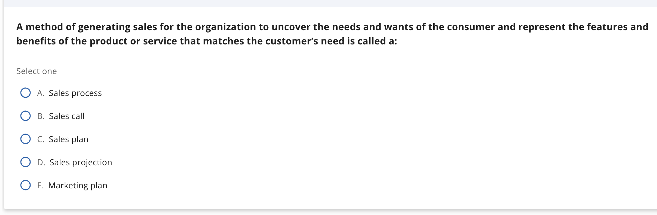answer A method of generating sales for the
