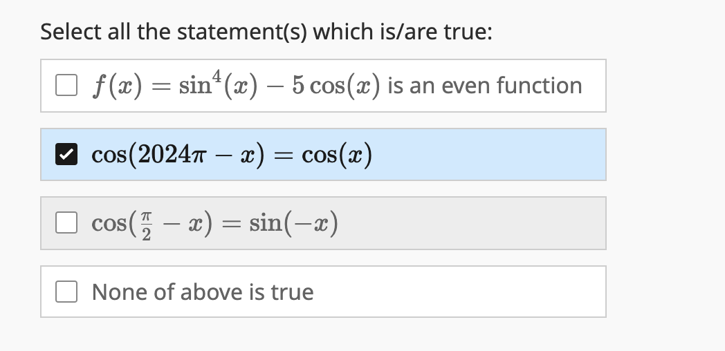 answer Select all the statement(s) which is/are