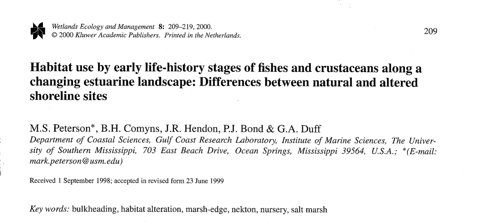 make citaion using this format Bilkovic, D. M.,