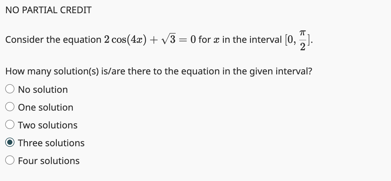 answer NO PARTIAL CREDIT Consider the equation 2