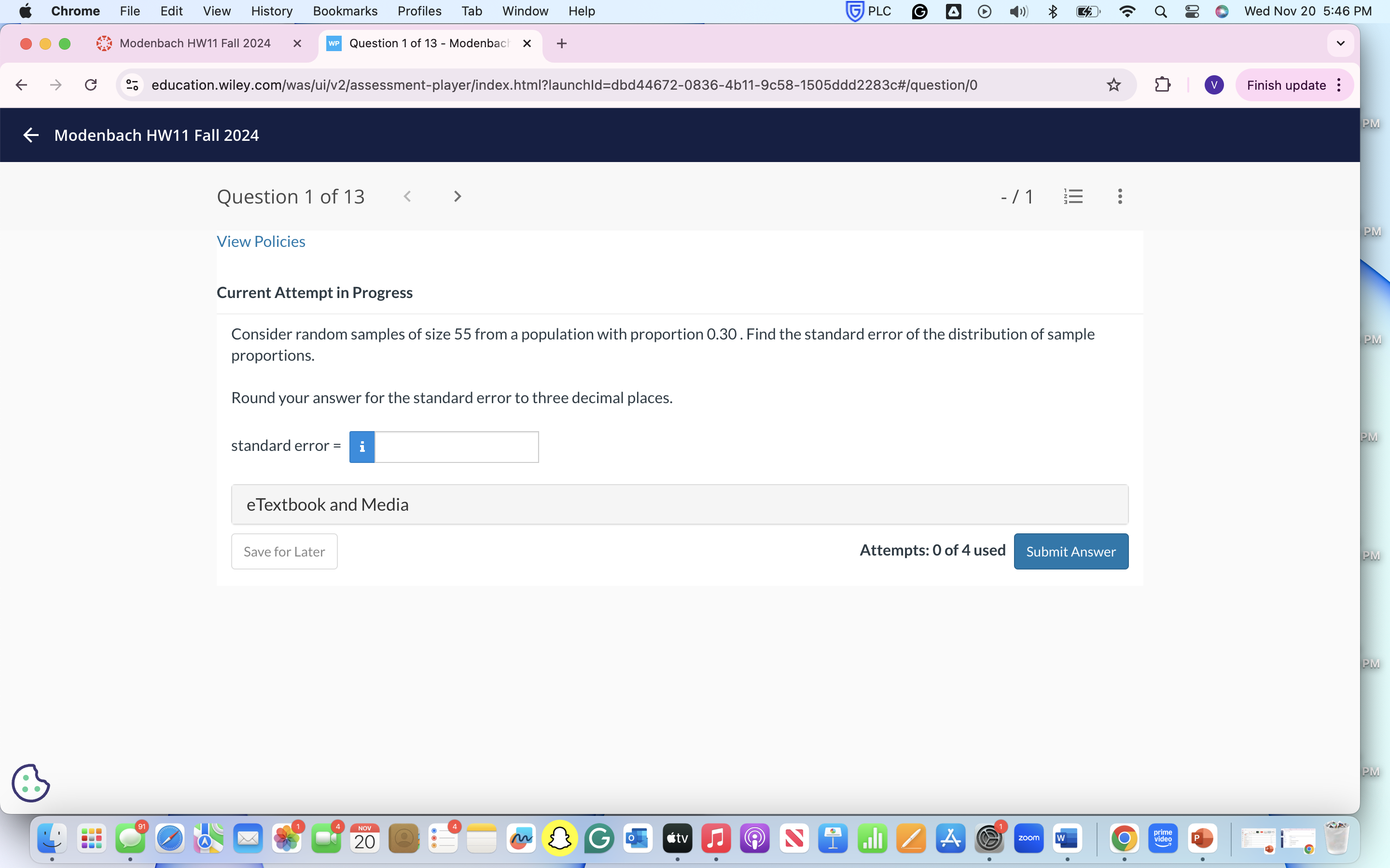 answer Chrome File Edit View History Bookmarks