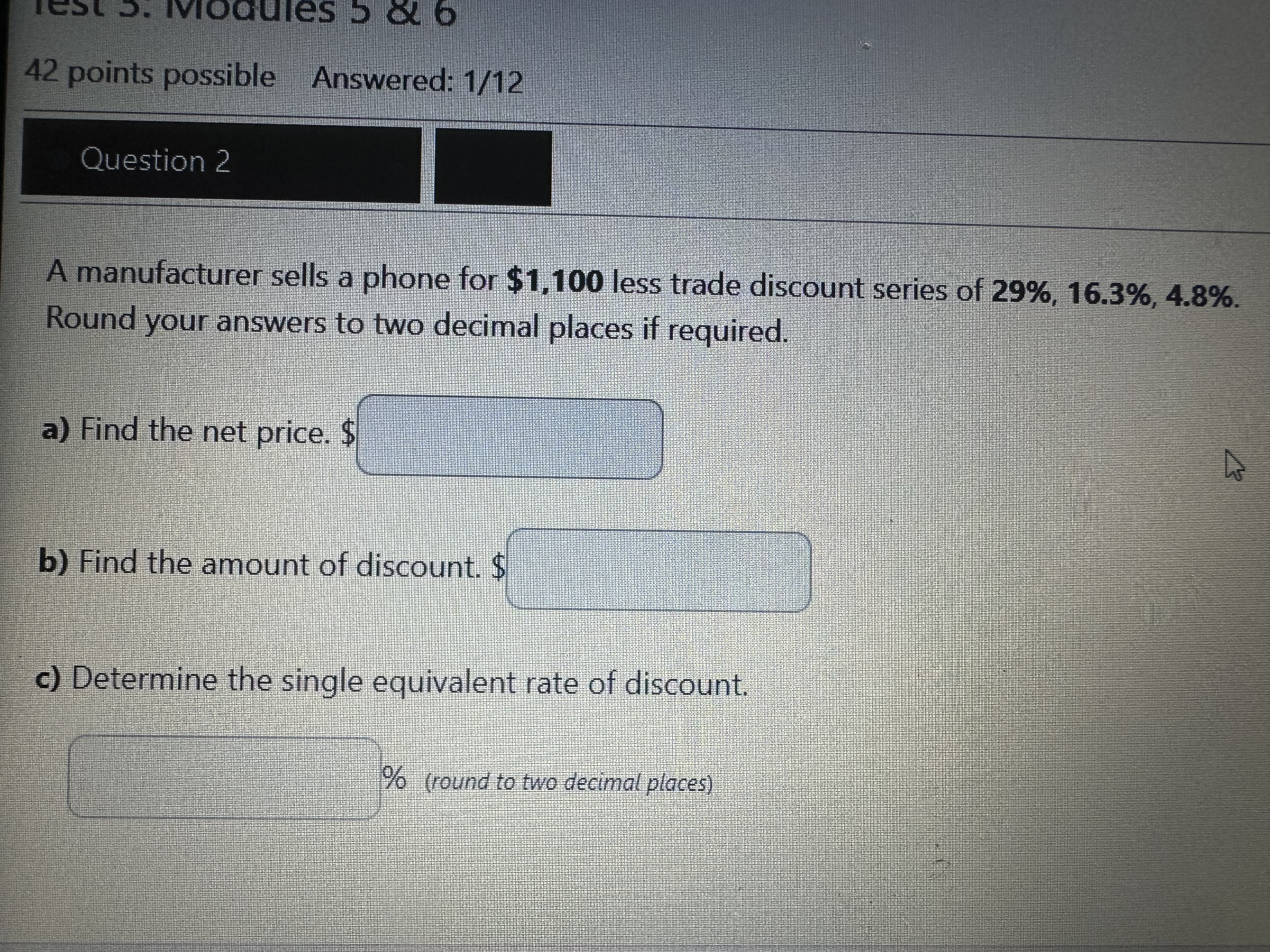 Answer lest >. Modules > d 6 42 points possible
