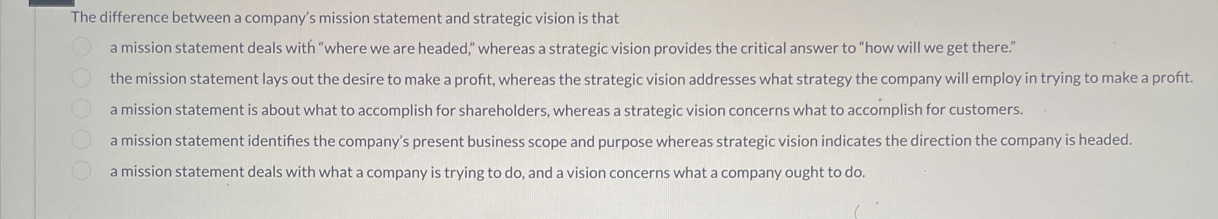 The difference between a company's mission