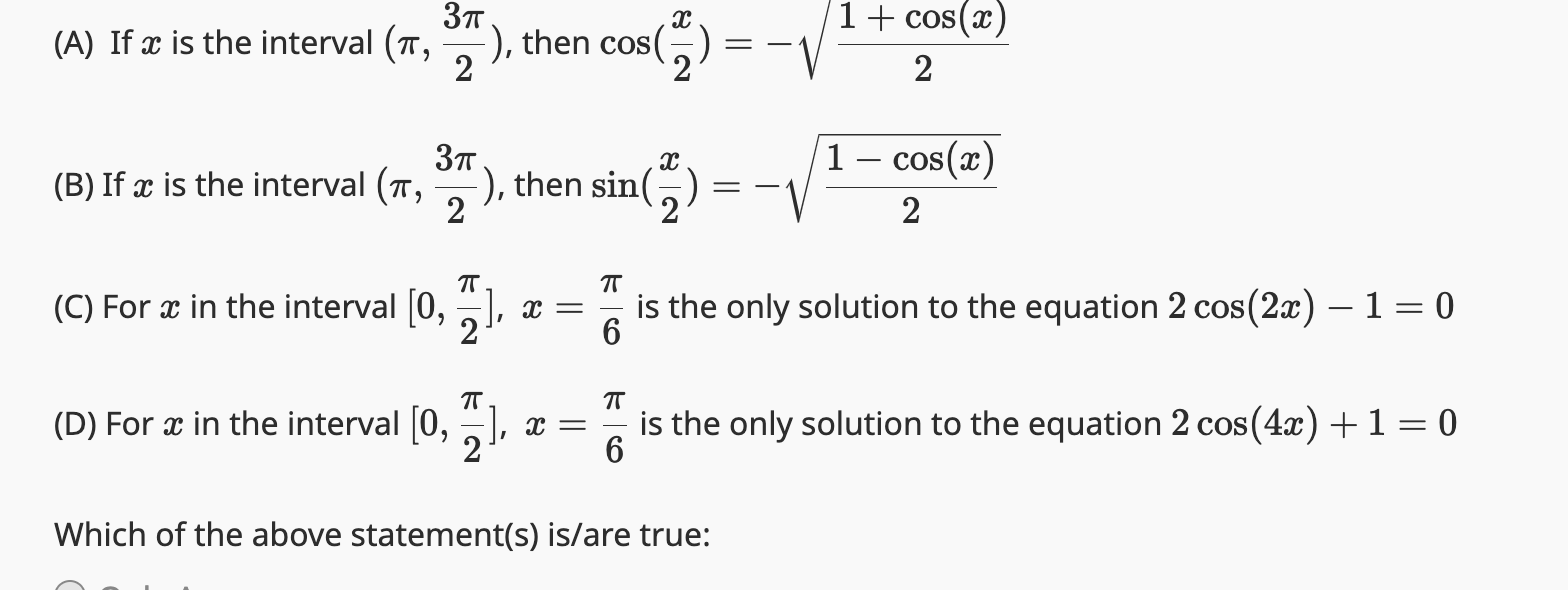 answer 1 + cos(z) 3 (A) If z is the interval (,