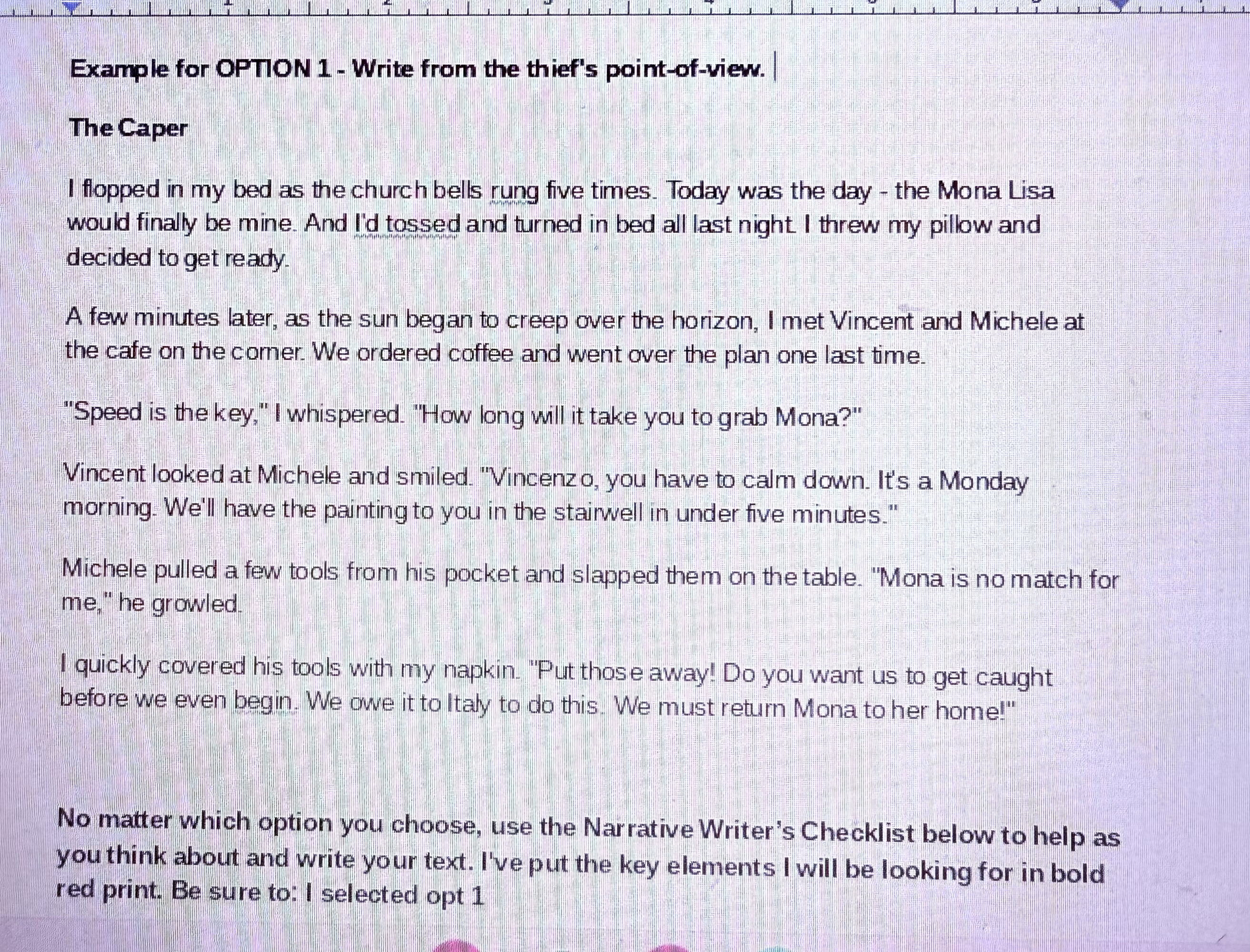 Example for OPTION 1 - Write from the