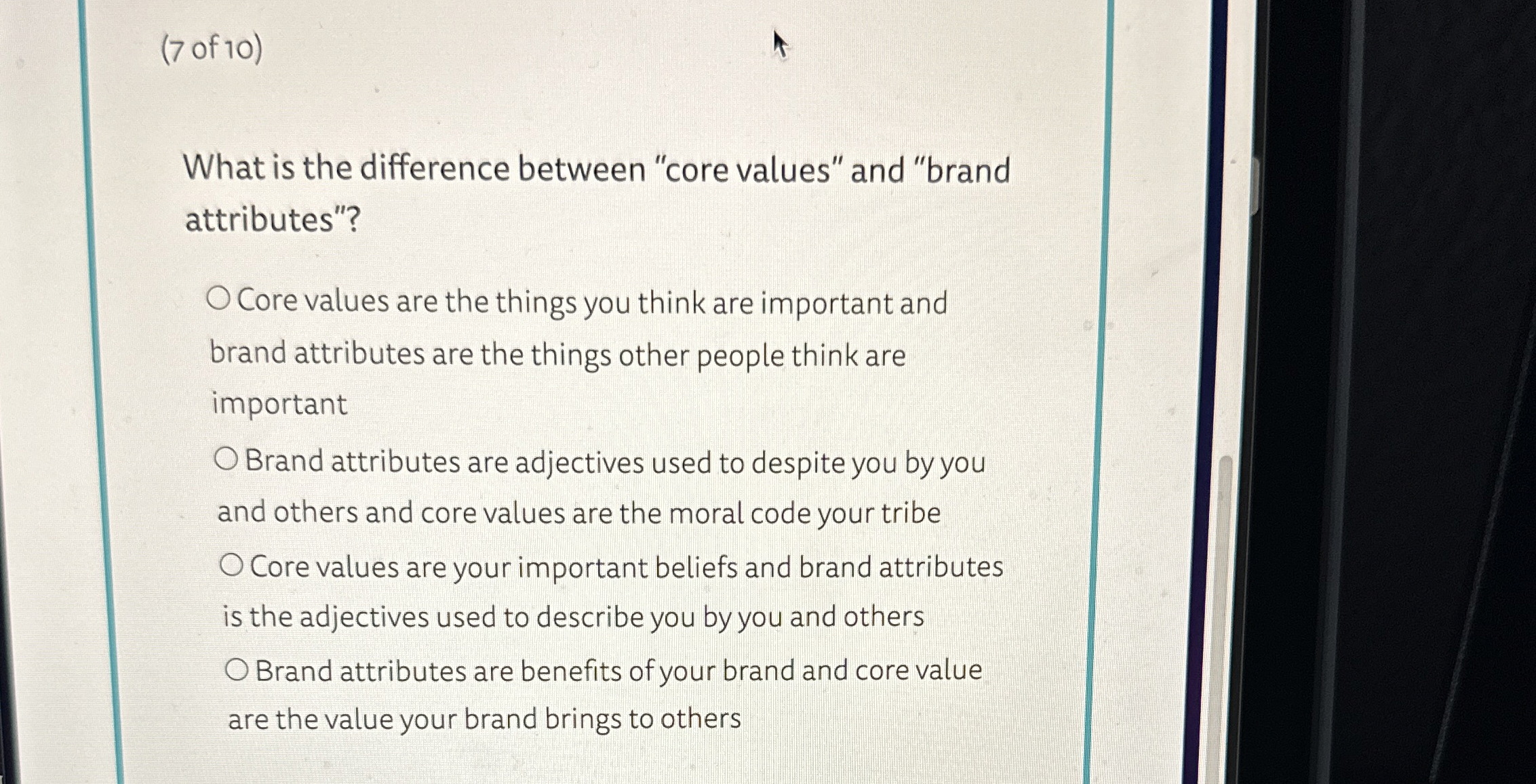 ( 7 of 1 0 ) What is the difference between "core