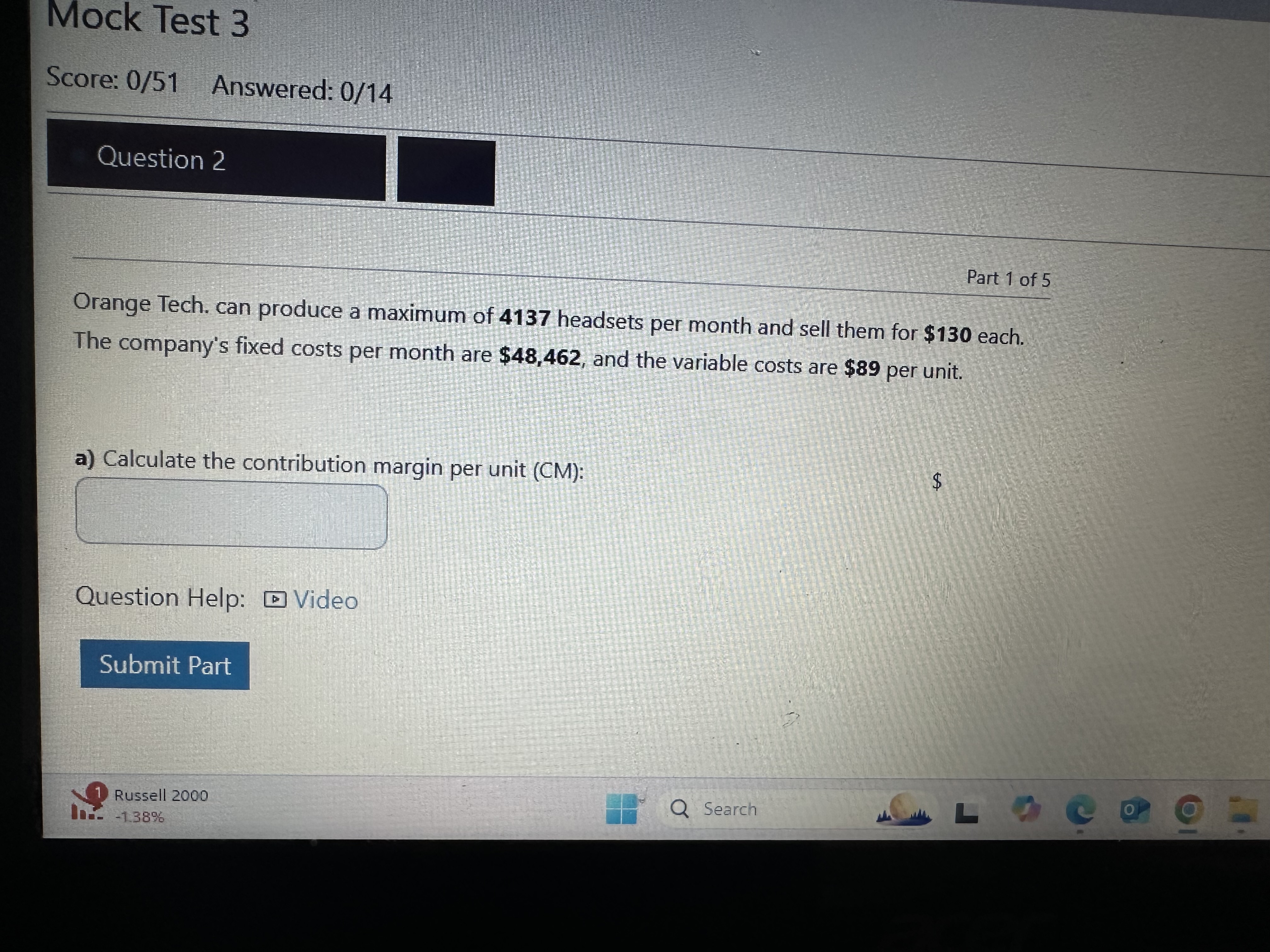 Answer Mock Test 3 Score: 0/51 Answered: 0/14