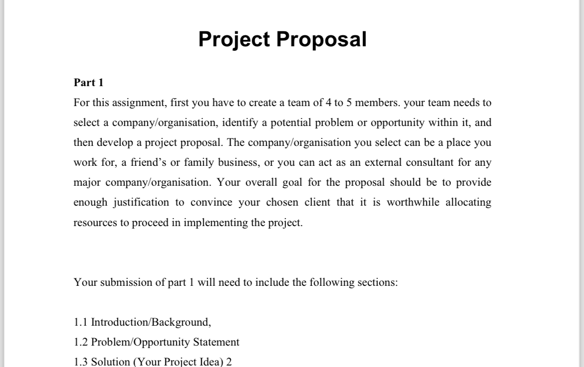 Project Proposal Part 1 For this assignment,