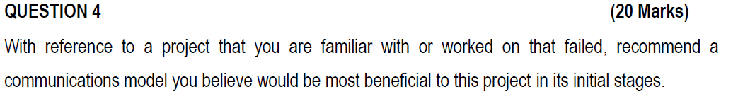 answer QUESTION 4 (20 Marks) With reference to a