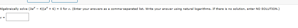 answ3er Algebraically solve (3e - 4)(e + 6) = 0