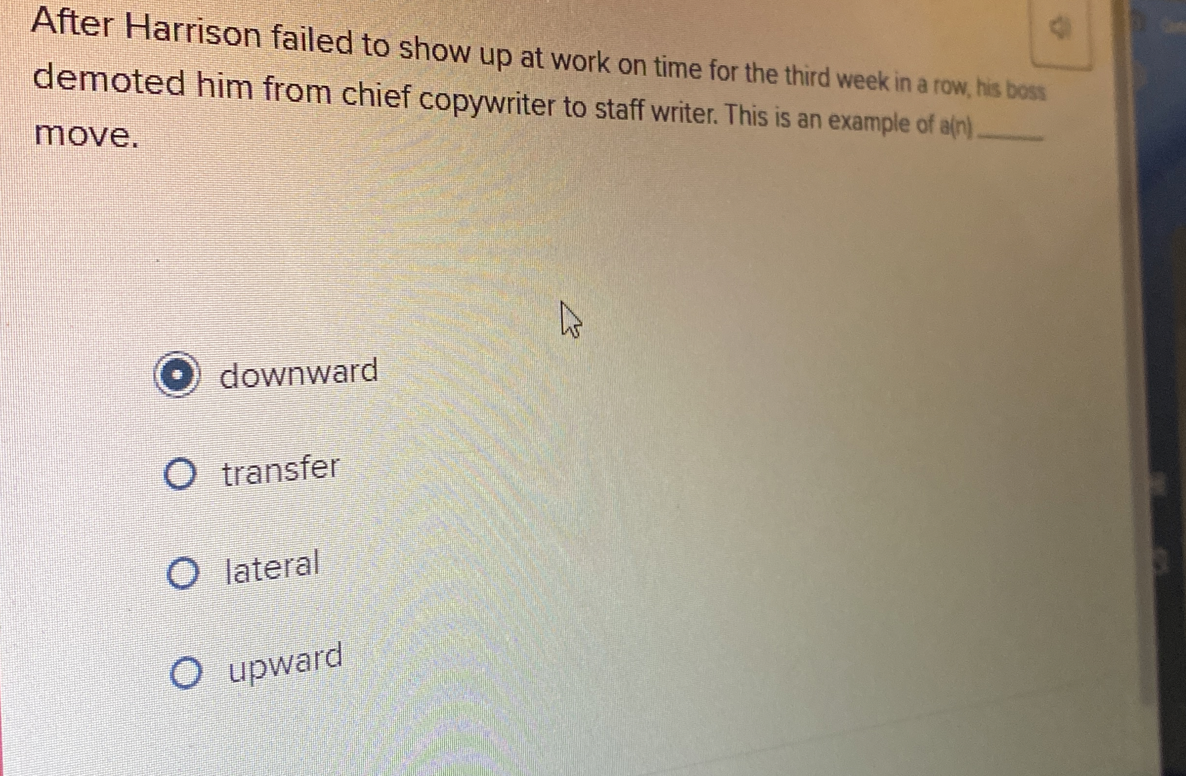 After Harrison failed to show up at work on time