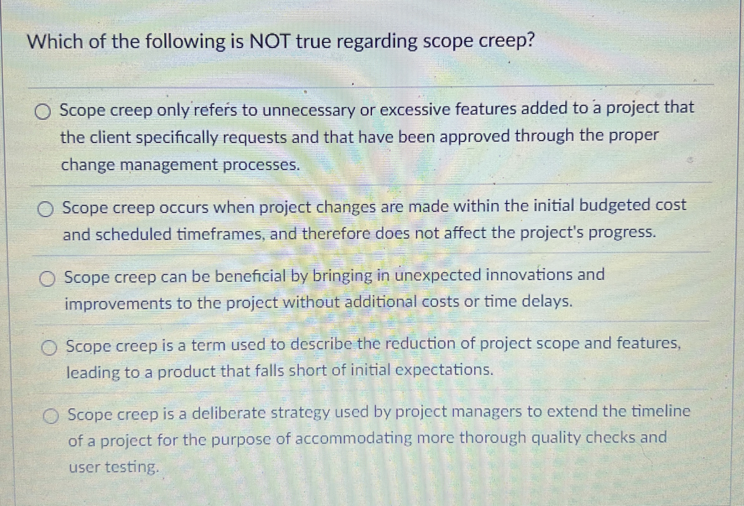 Which of the following is NOT true regarding