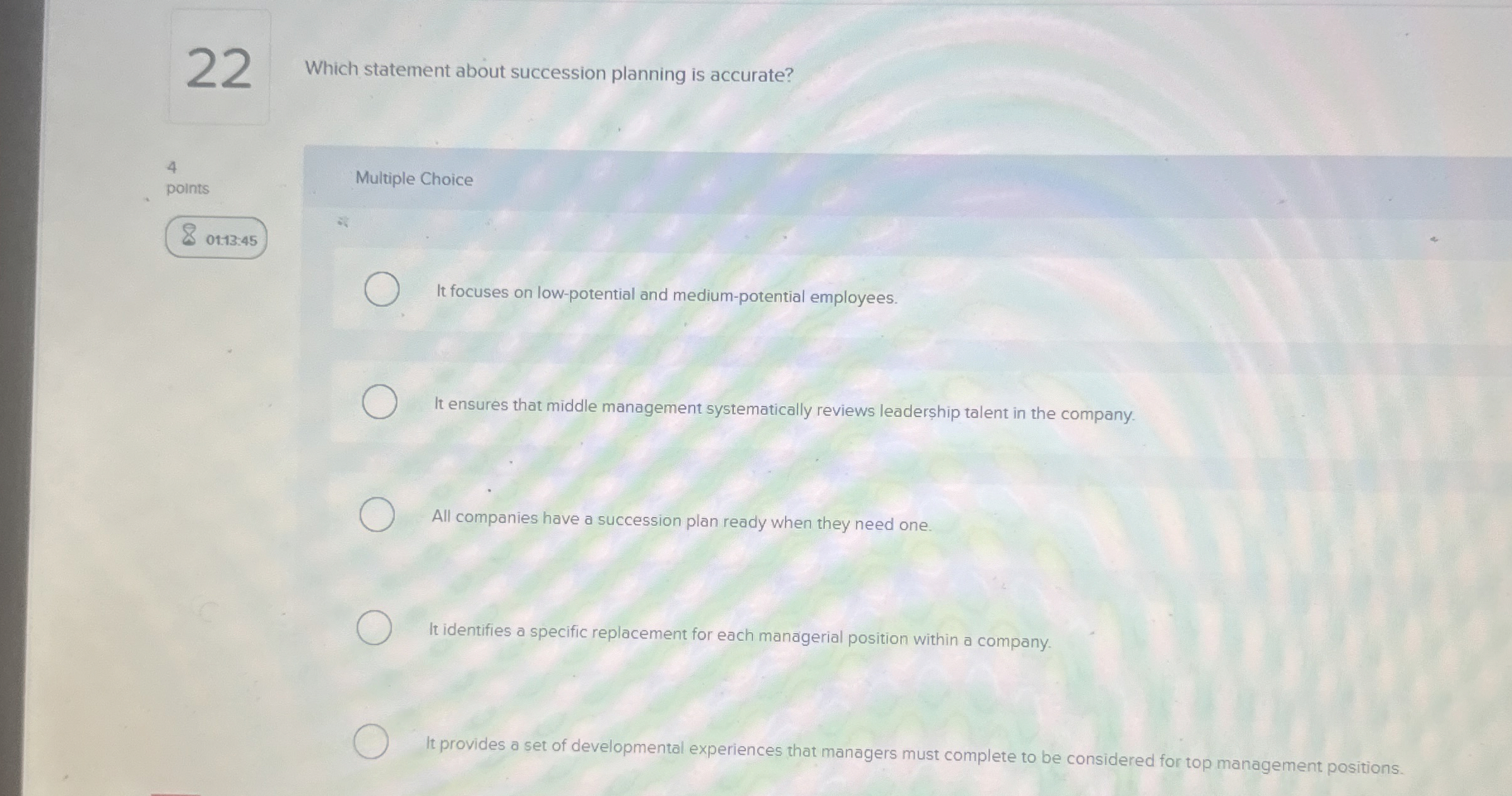 2 2 Which statement about succession planning is