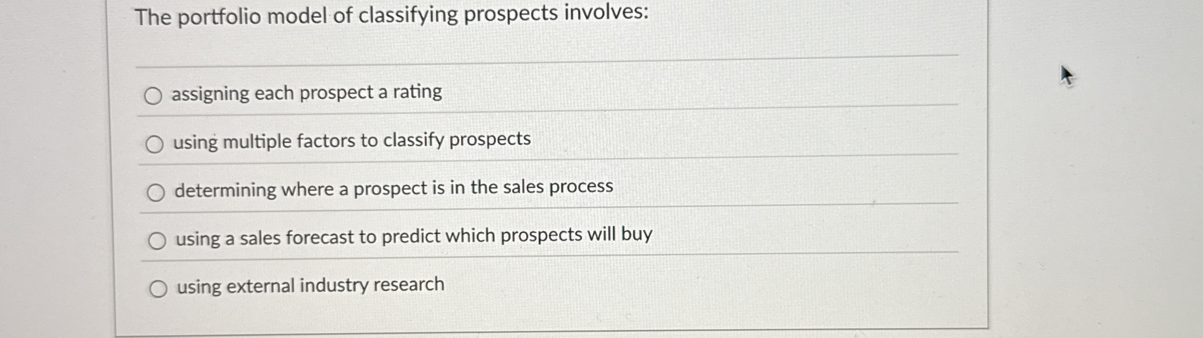 The portfolio model of classifying prospects
