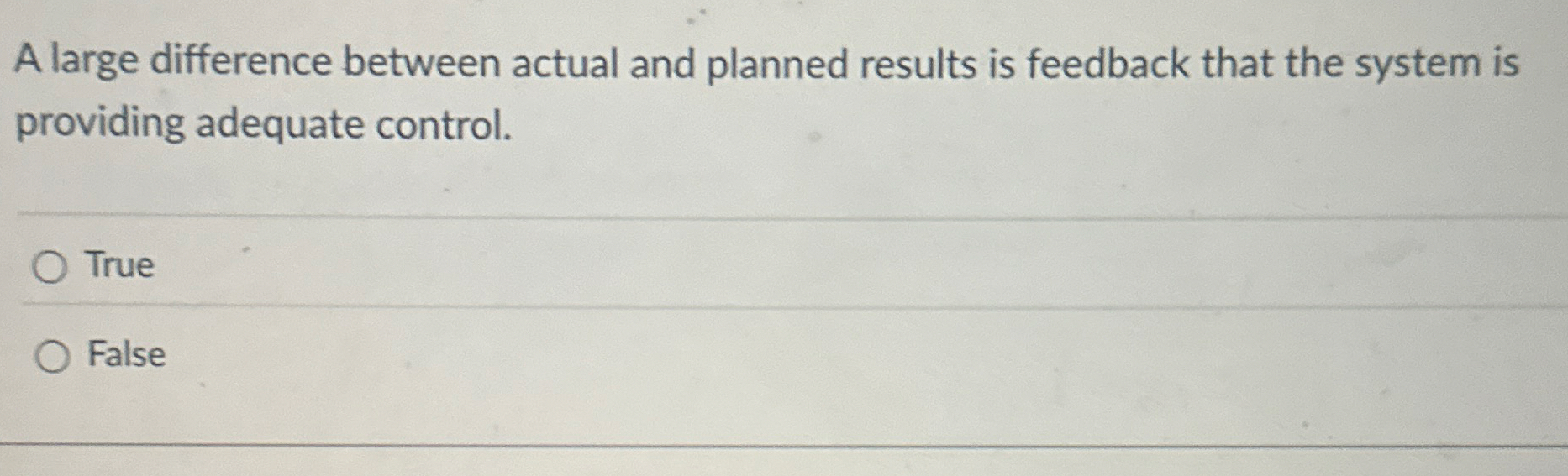 A large difference between actual and planned