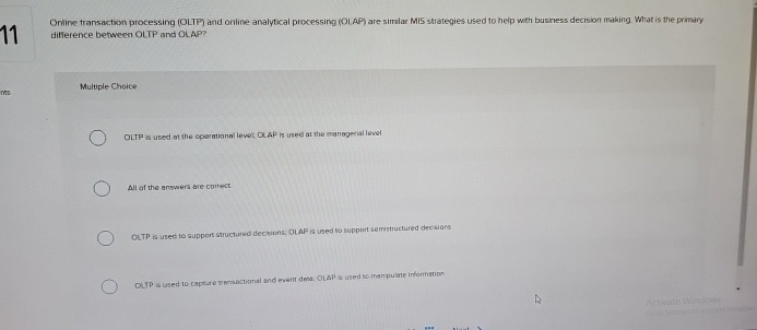 1 1 Online transaction processing ( OLTP ) and