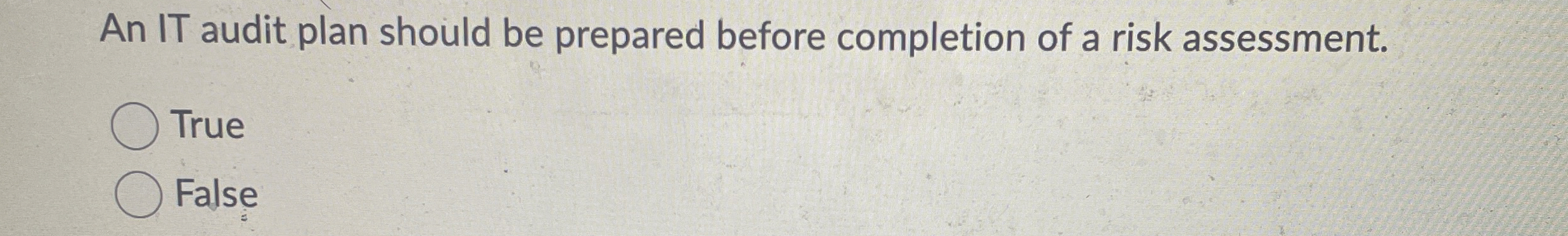 An IT audit plan should be prepared before