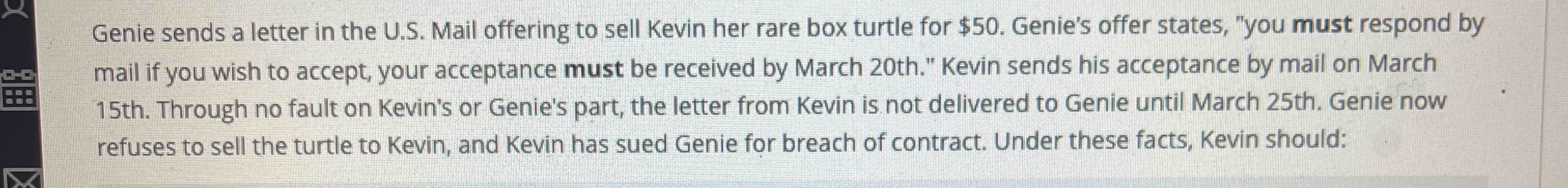 Genie sends a letter in the U . S . Mail offering