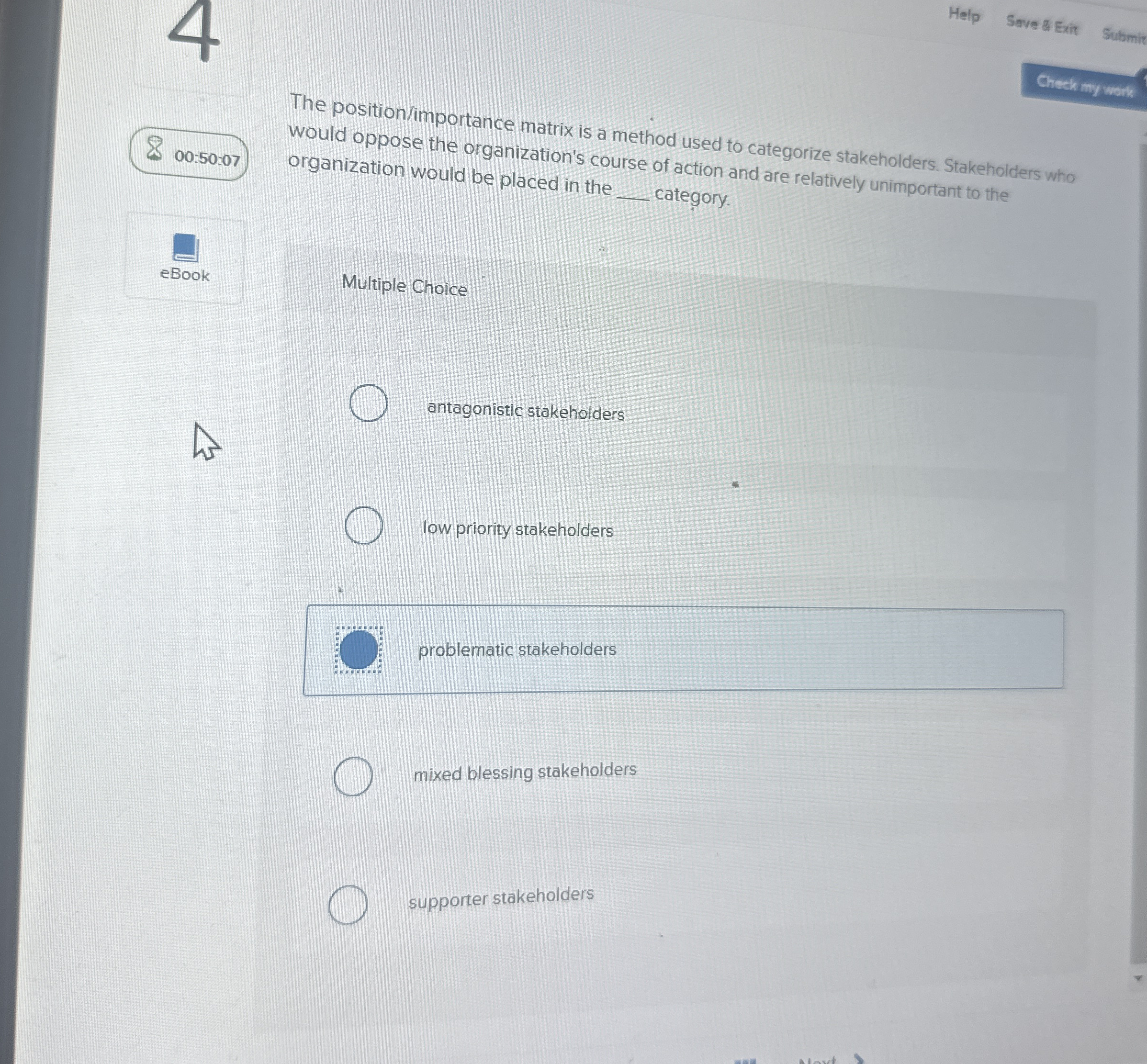 4 Help Save ax Exit The position / importance