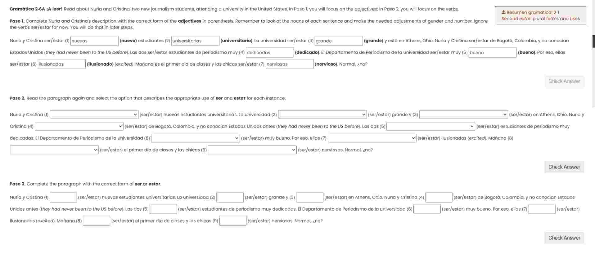 Gram tica 2 - 6 A ; A leer! Reda about Nuria and