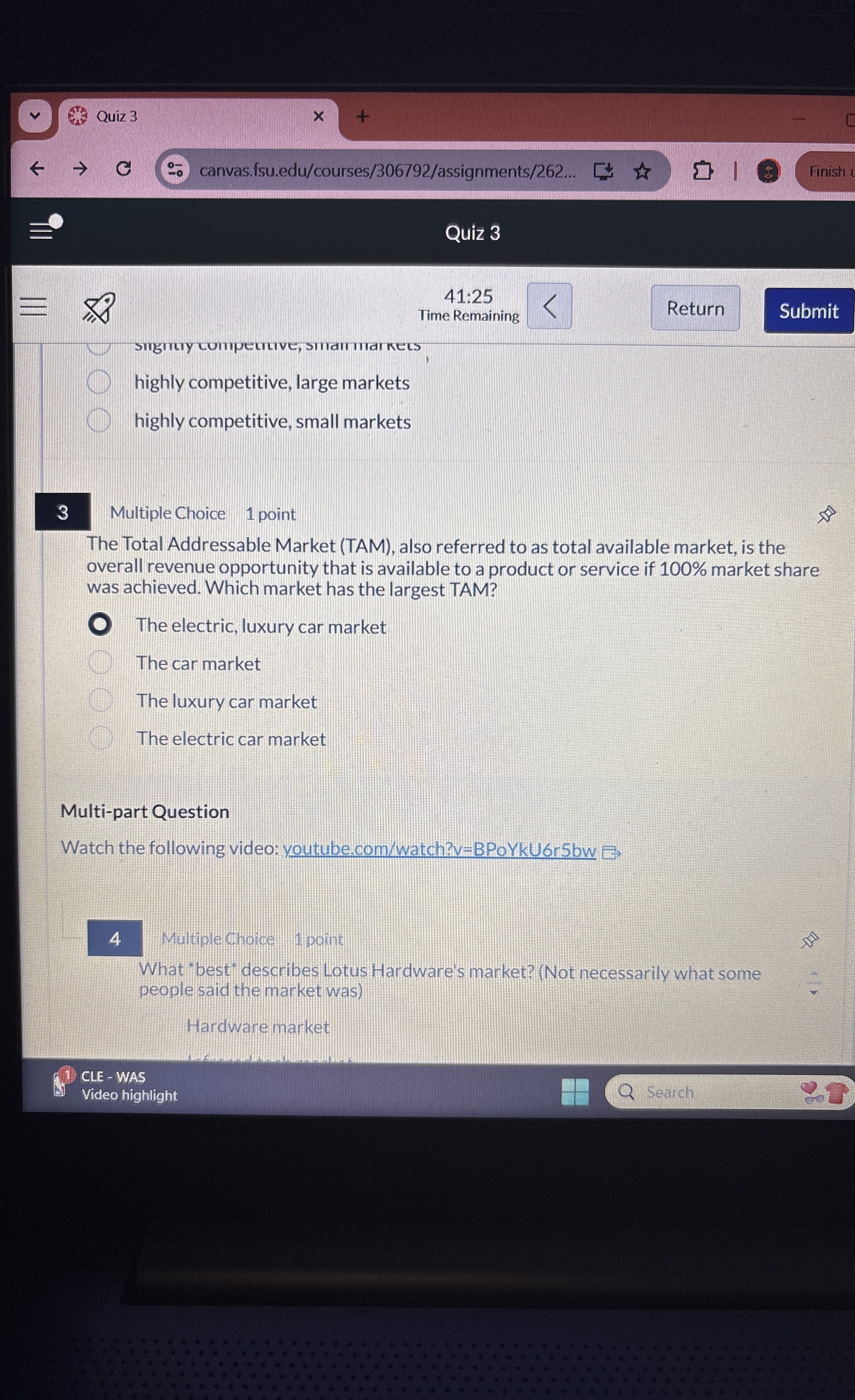 3 Multiple Choice 1 point The Total Addressable