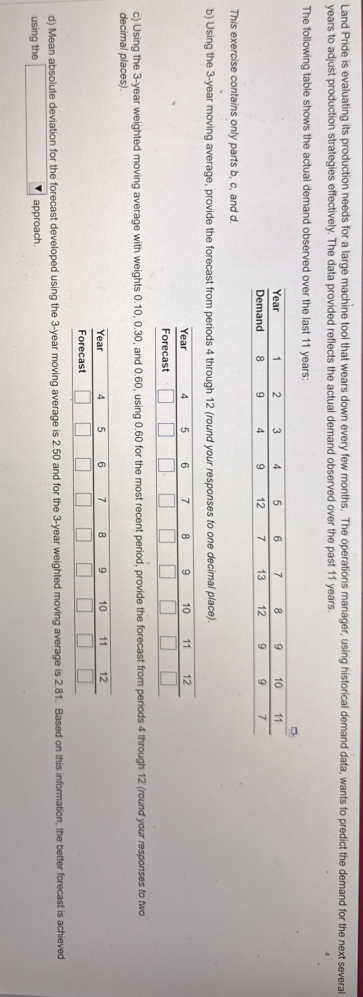 Please solve steps a , b , c , d Land Pride is