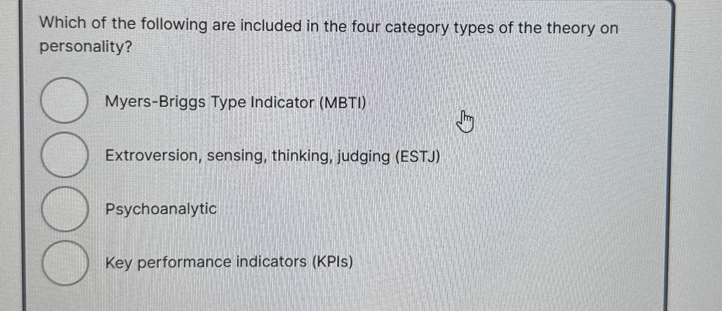 Which of the following are included in the four