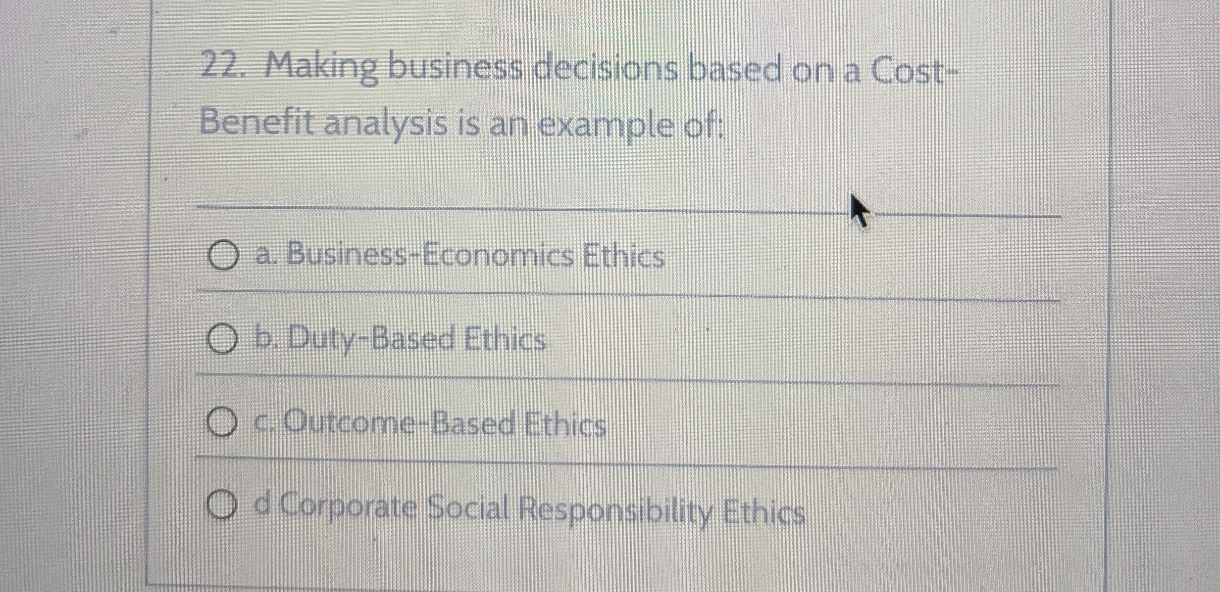 Making business decisions based on a CostBenefit