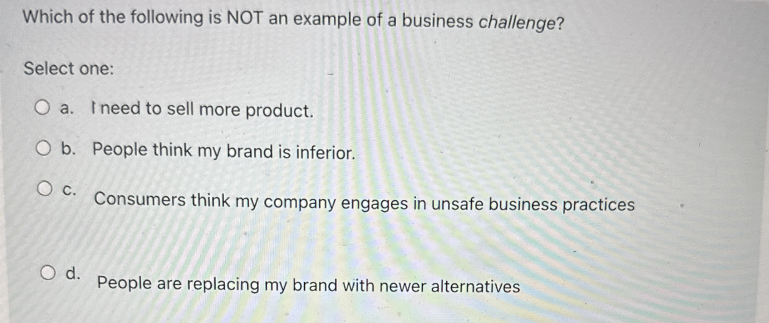 Which of the following is NOT an example of a