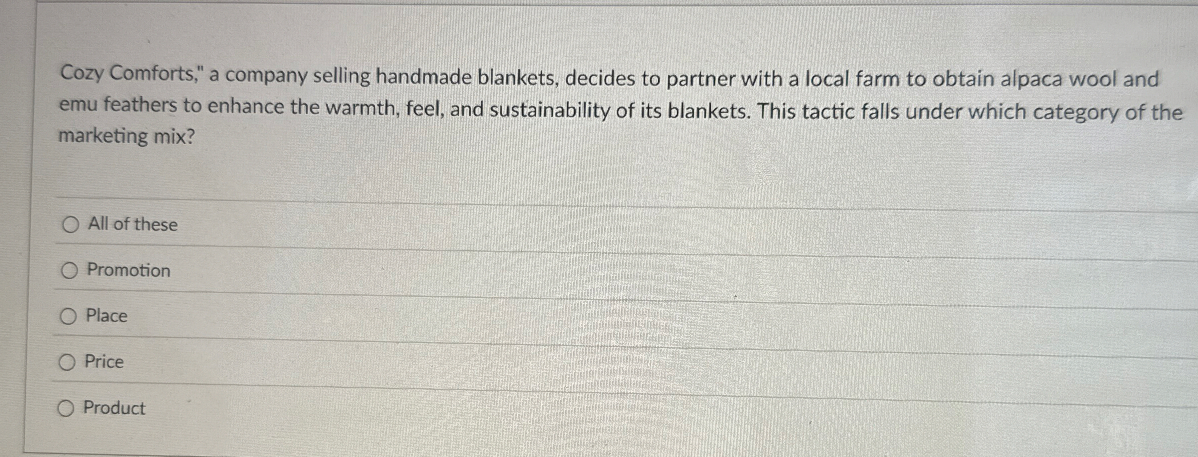 Cozy Comforts," a company selling handmade