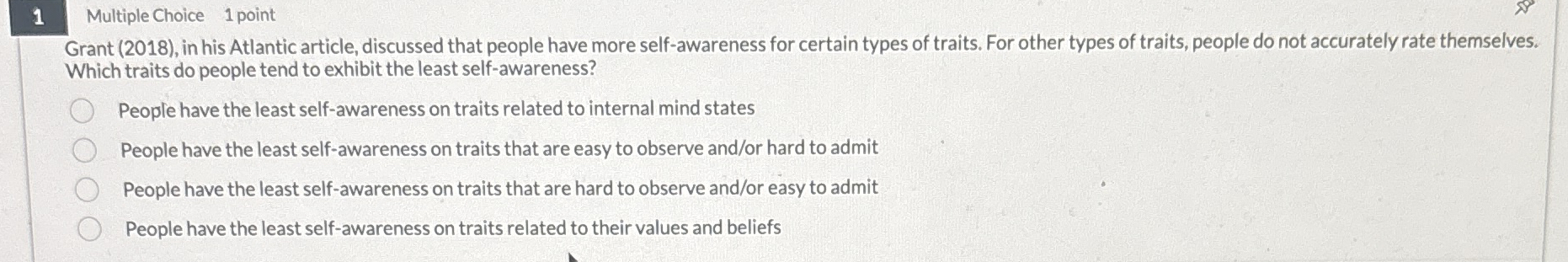 1 Multiple Choice 1 point Grant ( 2 0 1 8 ) , in