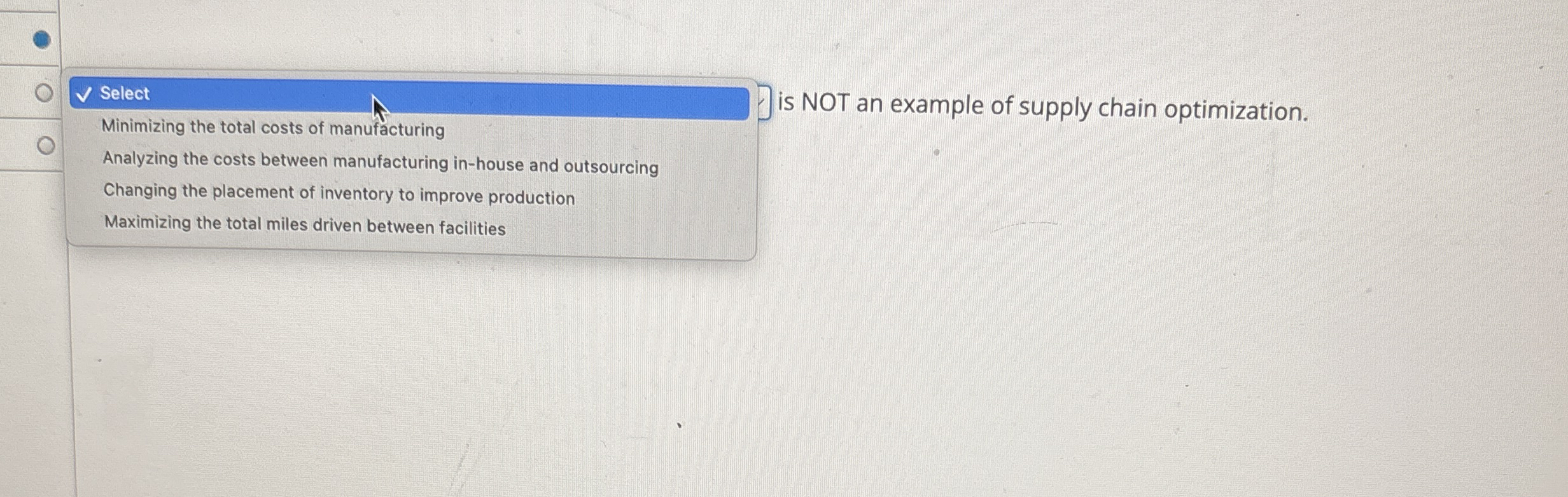 Select is NOT an example of supply chain