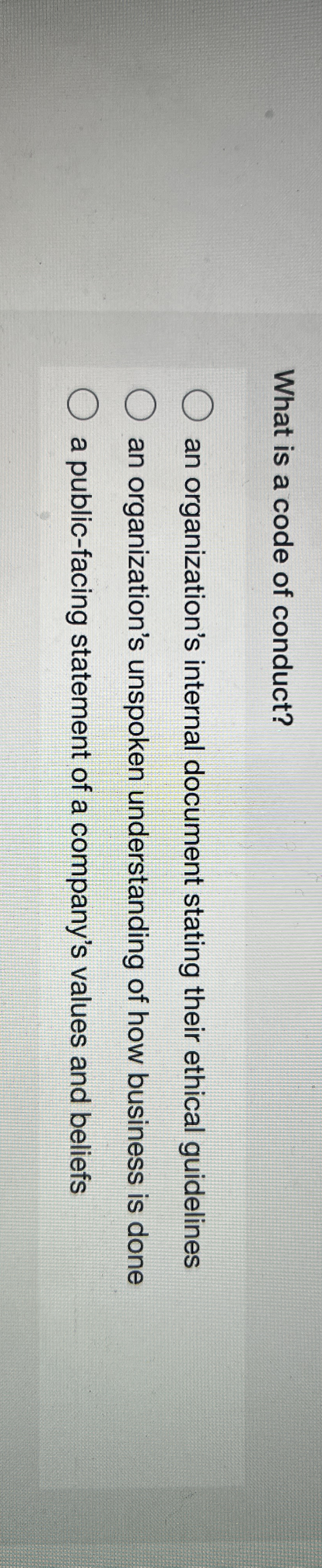 What is a code of conduct? an organization's