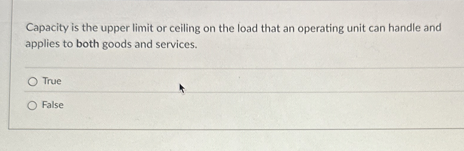 Capacity is the upper limit or ceiling on the
