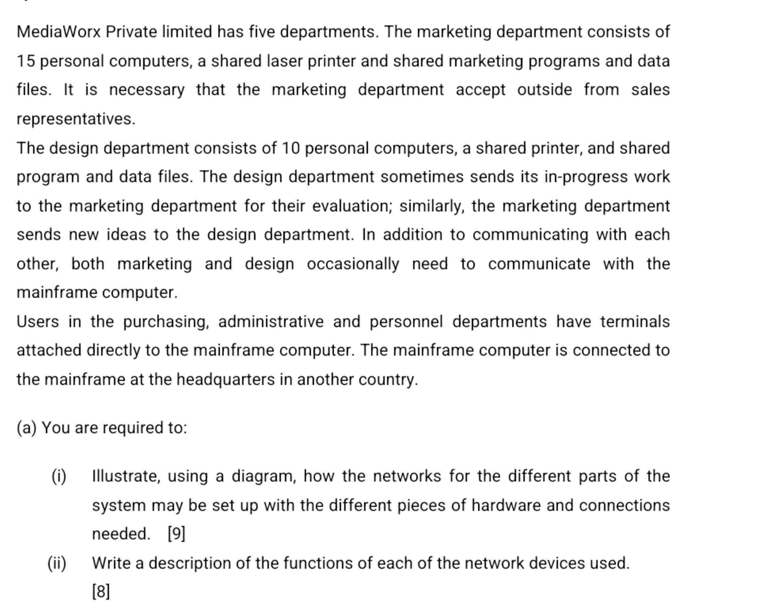 MediaWorx Private limited has five departments.