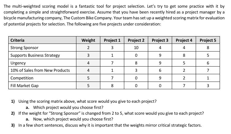 The multi - weighted scoring model is a fantastic