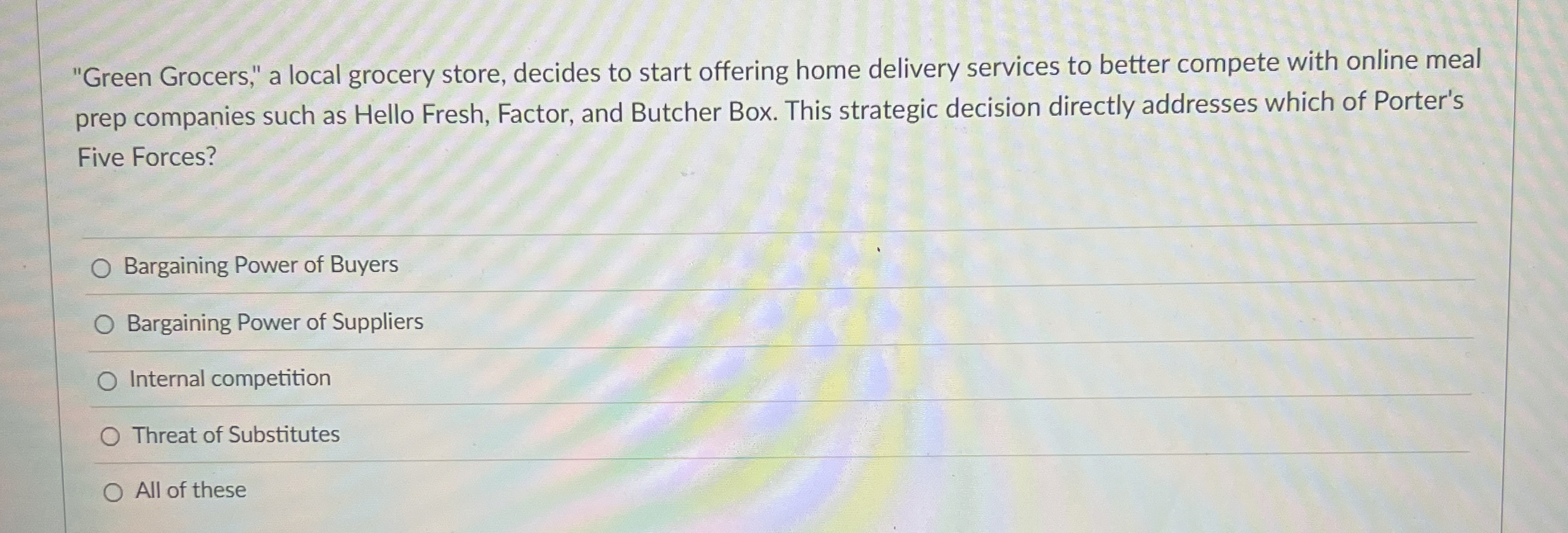 "Green Grocers," a local grocery store, decides