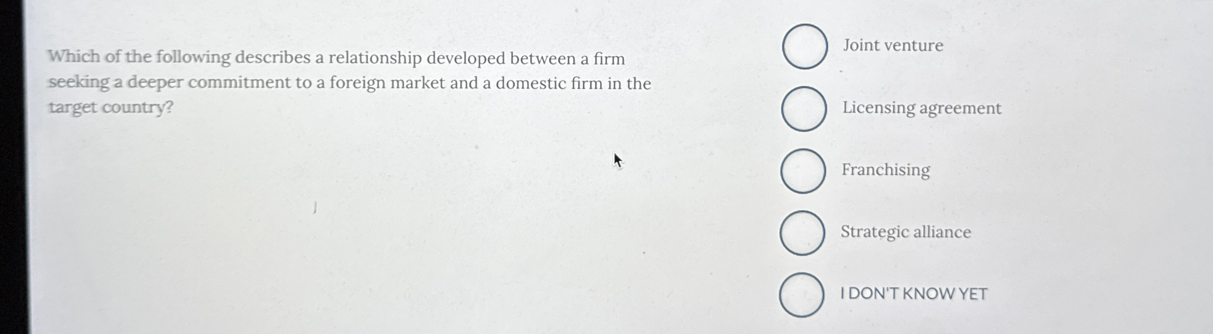 Which of the following describes a relationship