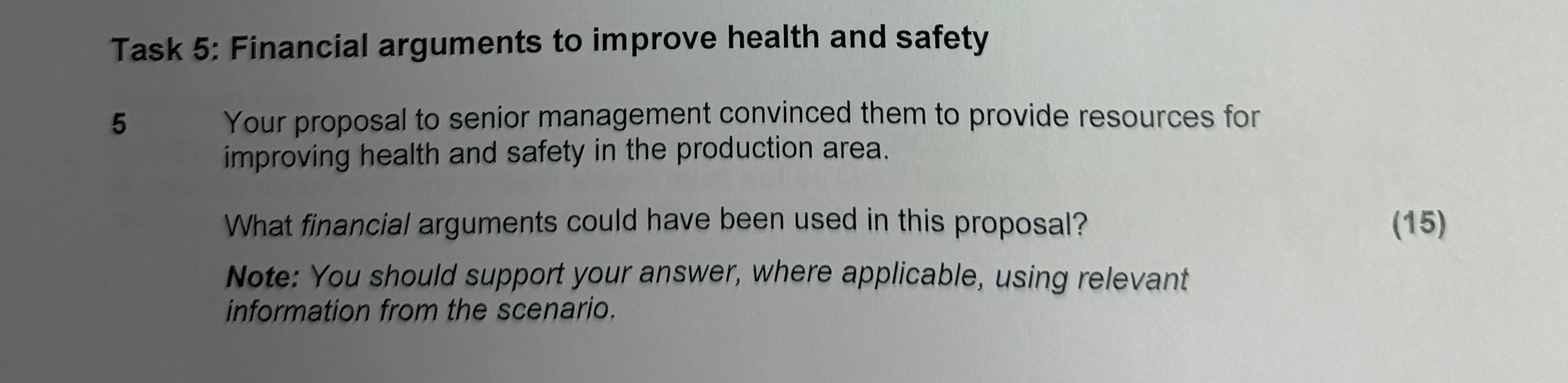 Task 5 : Financial arguments to improve health