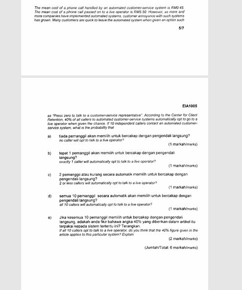 The mean cost of a phone call handled by an