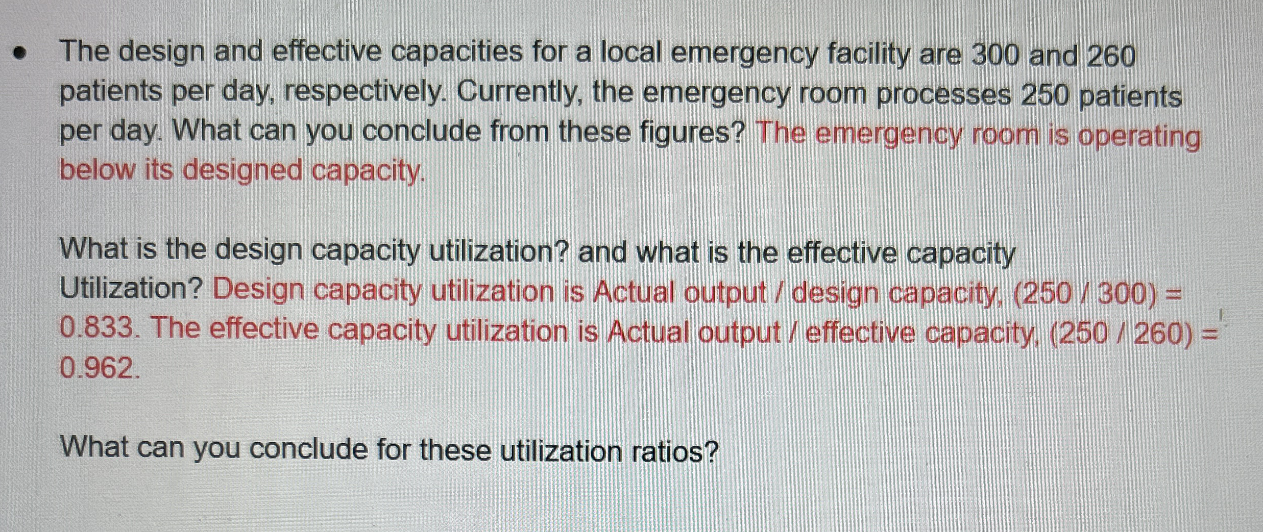 The design and effective capacities for a local