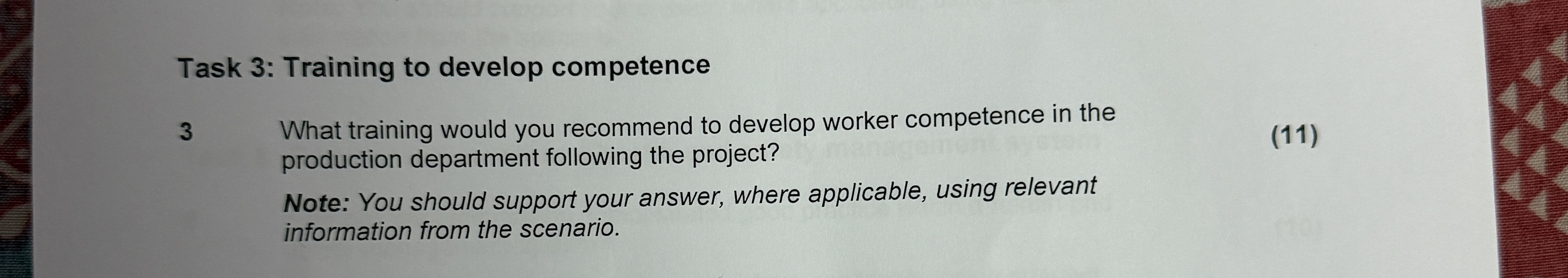 Task 3 : Training to develop competence 3 What