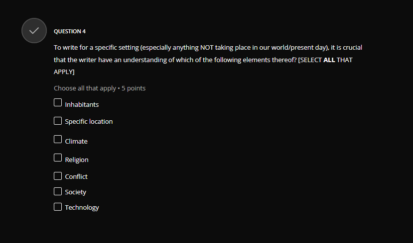 QUESTION 4 To write for a specific setting