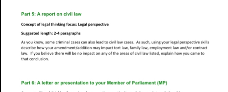 Just your paragraph / mini essay, with your