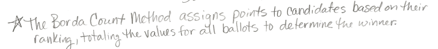 \fA The Borda Count Method assigns points to