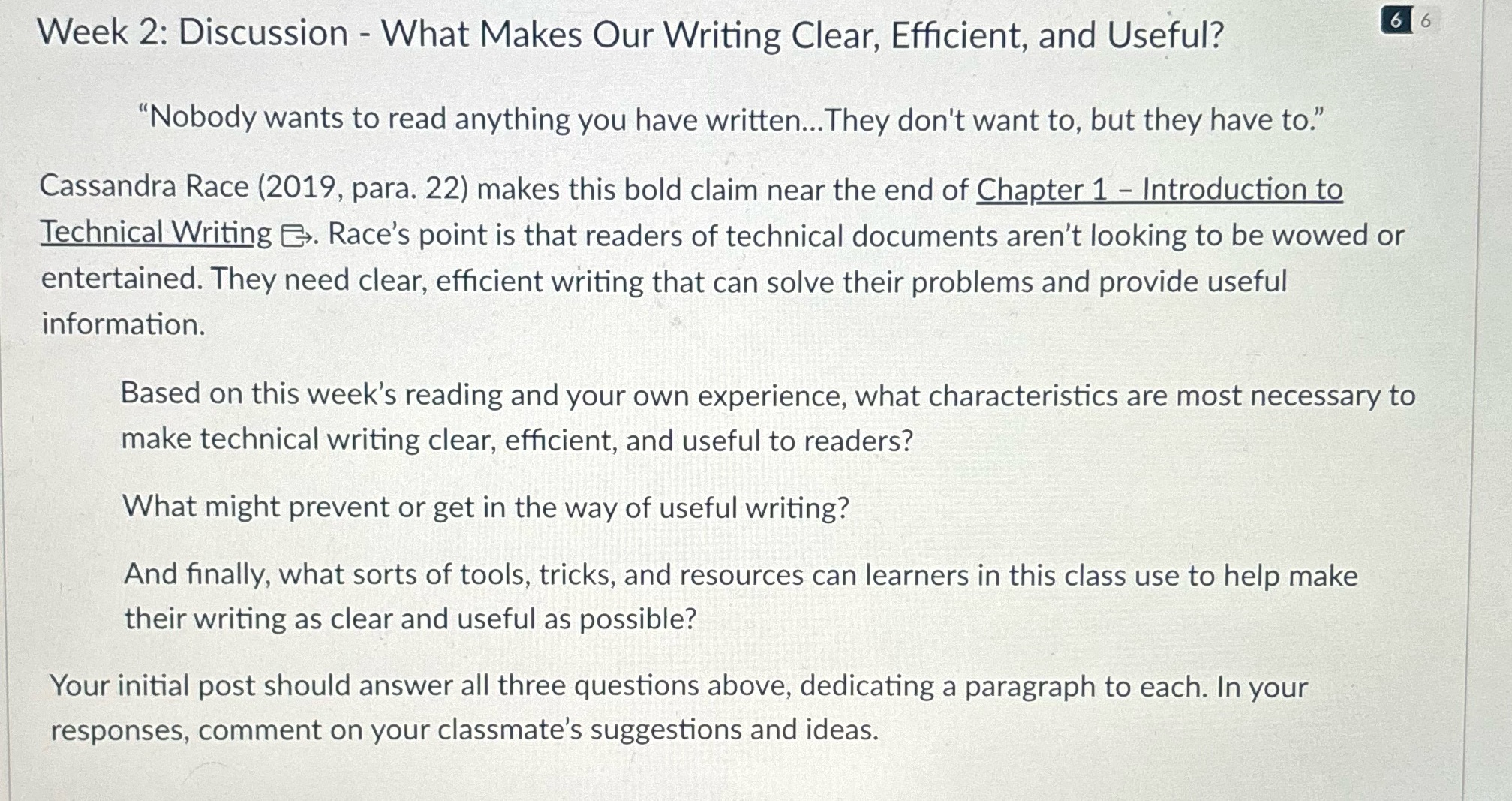 Week 2: Discussion - What Makes Our Writing