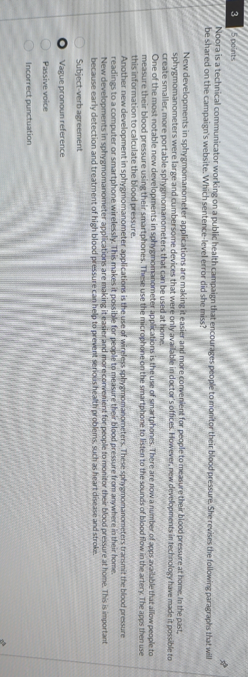 5 points Noora is a technical communicator