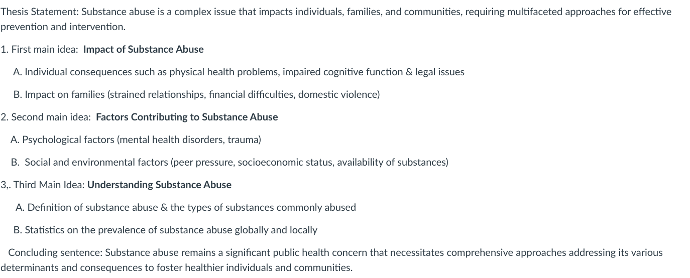 Thesis Statement: Substance abuse is a complex
