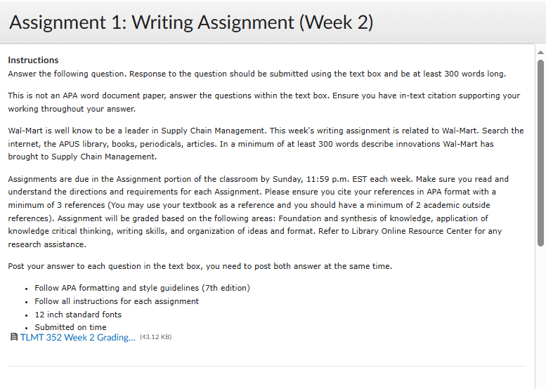 Assignment 1: Writing Assignment (Week 2)