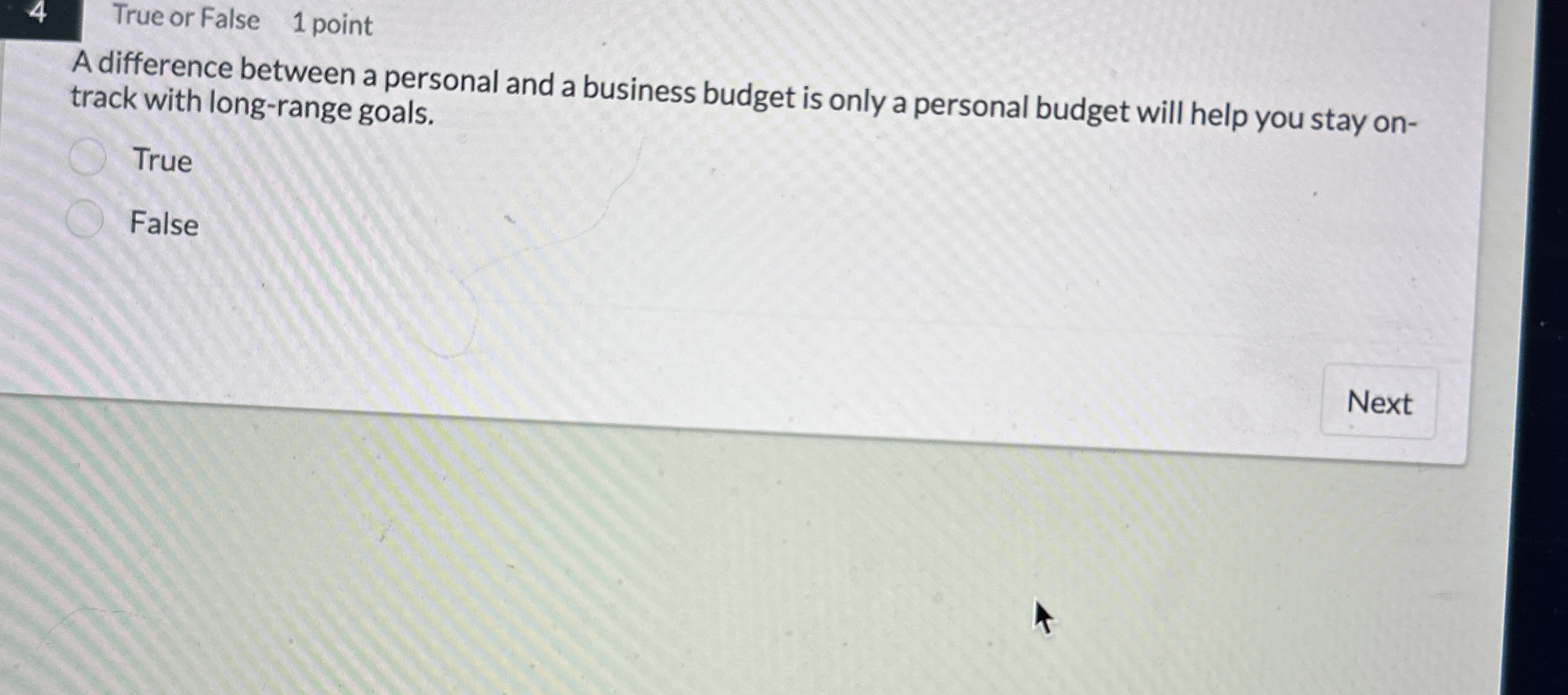 4 True or False 1 point A difference between a